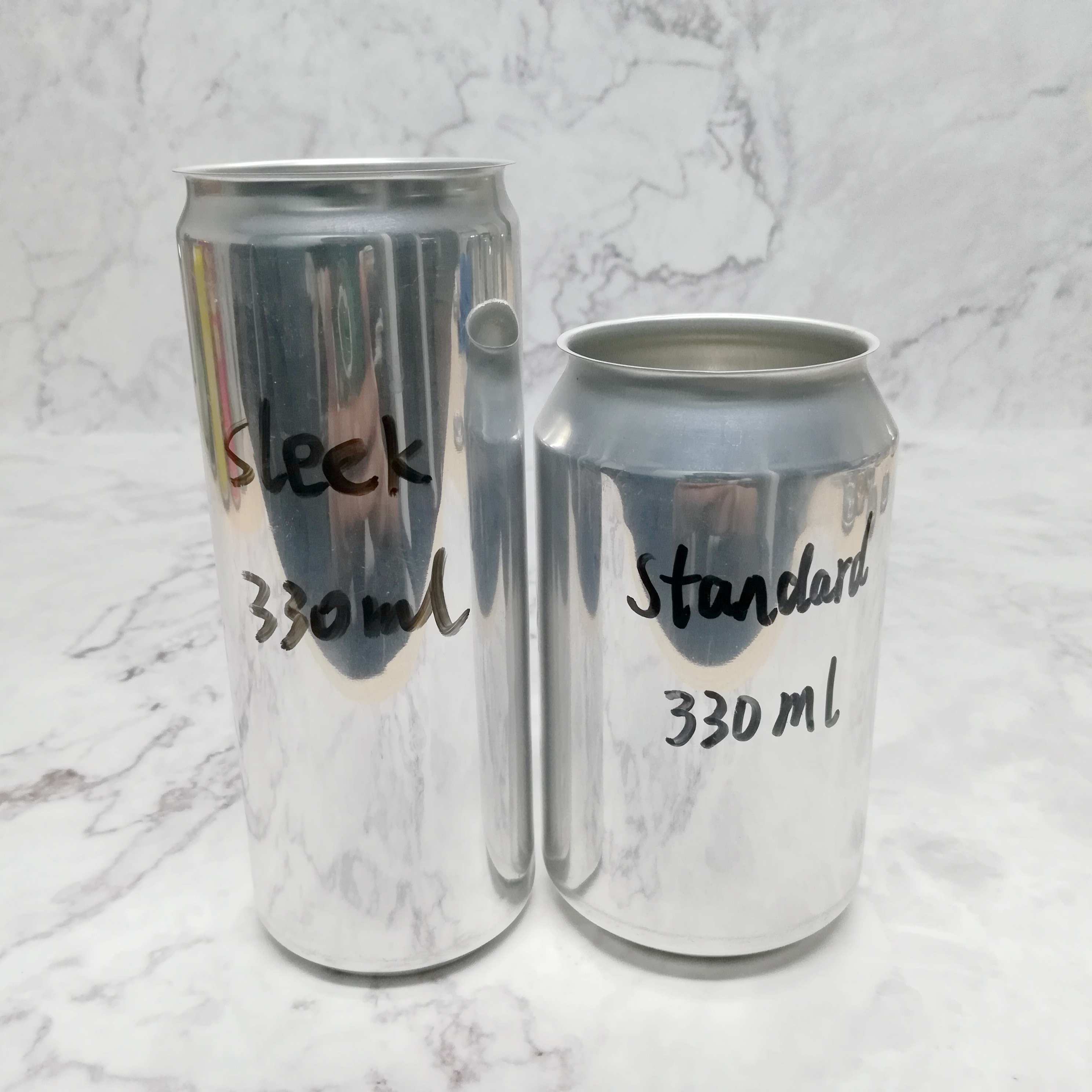 Latas de aluminio vacías, sin impresión, aptas para uso alimentario, de 330 ml, 330 ml y 500 ml, para cervecerías artesanales. 2