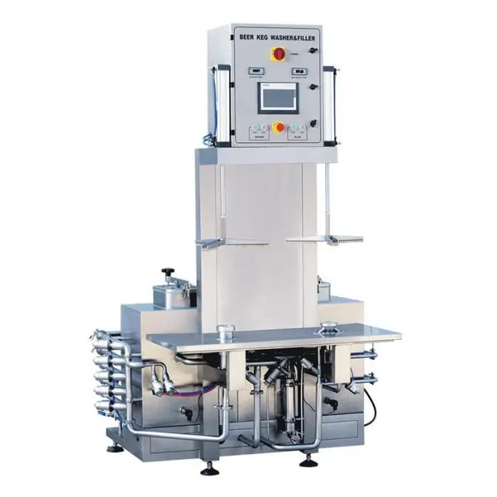 Machine automatique de remplissage et de lavage de fûts de bière artisanale en acier inoxydable, chauffée à la vapeur et à l'électricité, à vendre 1