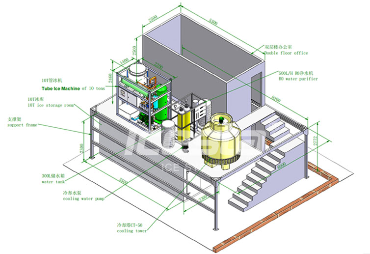Tube Ice making Machine with 3 ton automatic High Productivity Long Service Life for drinks 24