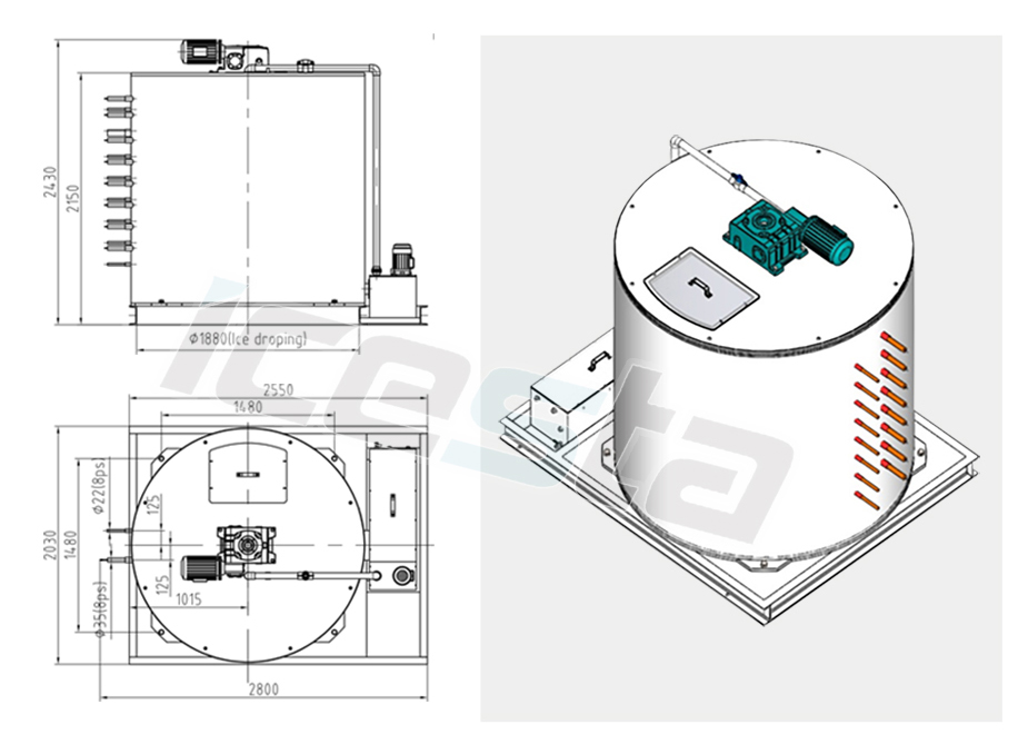 ICESTA Flake Ice Machine Evaporator of High Productivity Energy-saving Long Service Life 22