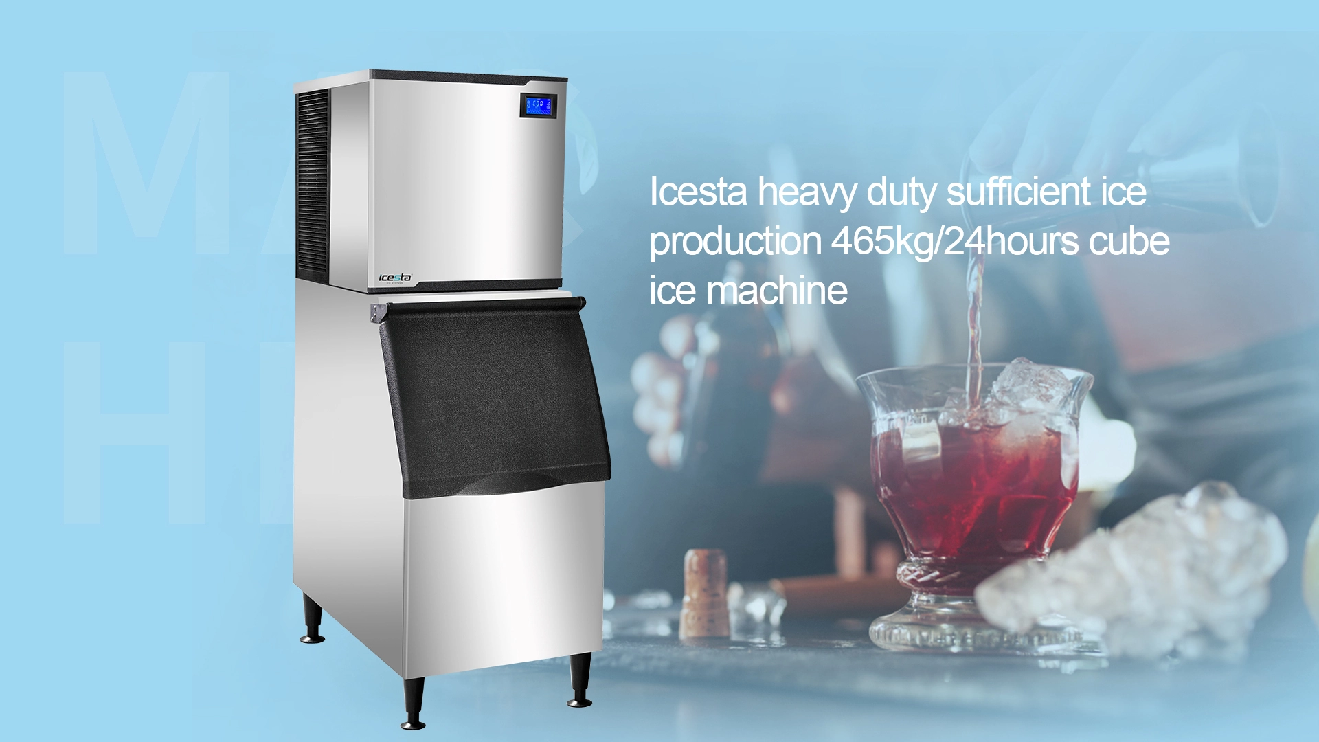 Cube ice machine 465kg/24hours heavy duty sufficient ice production from Icesta 1