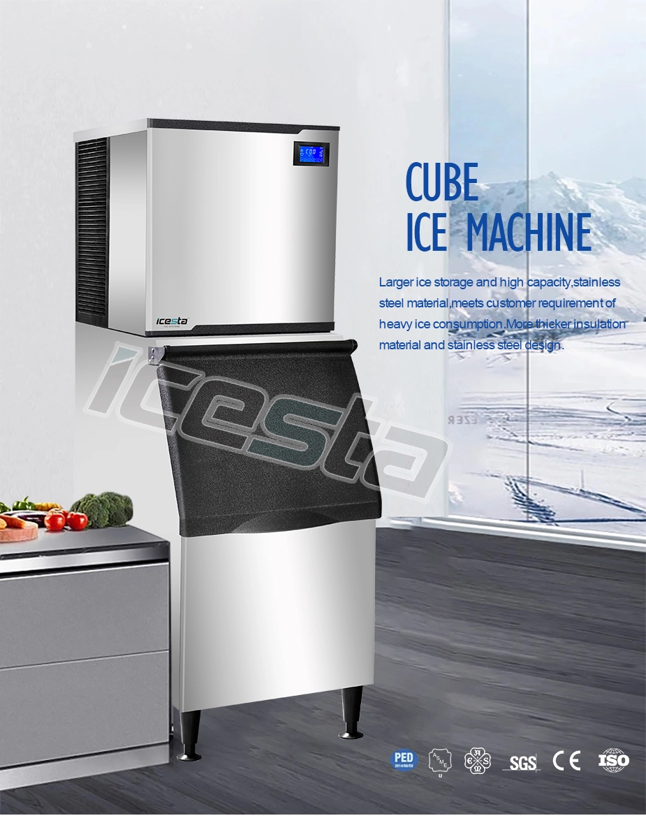 Cube ice machine Automatic small 700kg Per Day Crystal Clean cube ice customized in Icesta 1
