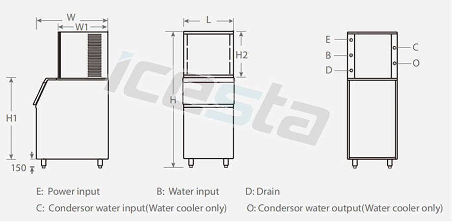Cube ice machine 465kg/24hours heavy duty sufficient ice production from Icesta 20