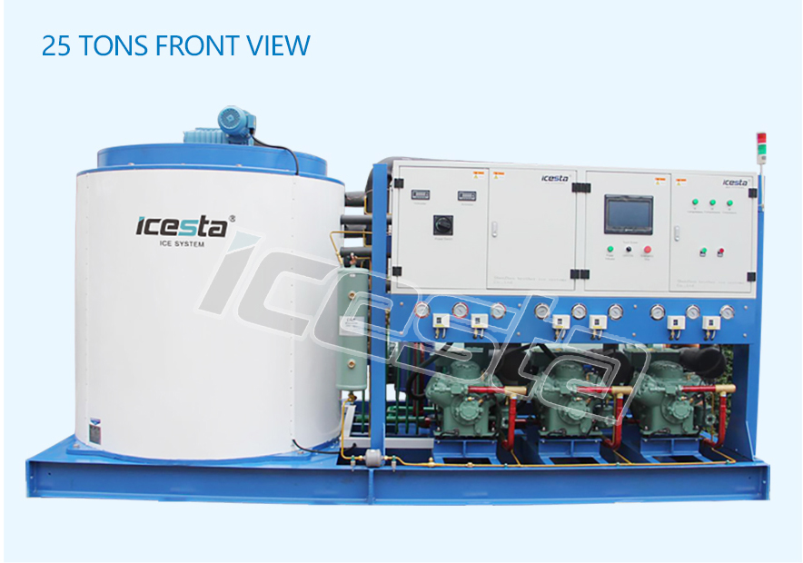 ICESTA Flake Ice Machine with 20 25 30 Ton Industrial automatic high productivity Long Service Life 22