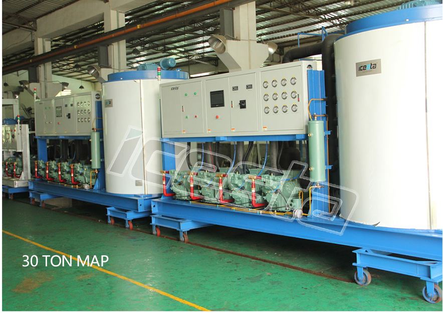 ICESTA Flake Ice Machine with 20 25 30 Ton Industrial automatic high productivity Long Service Life 24