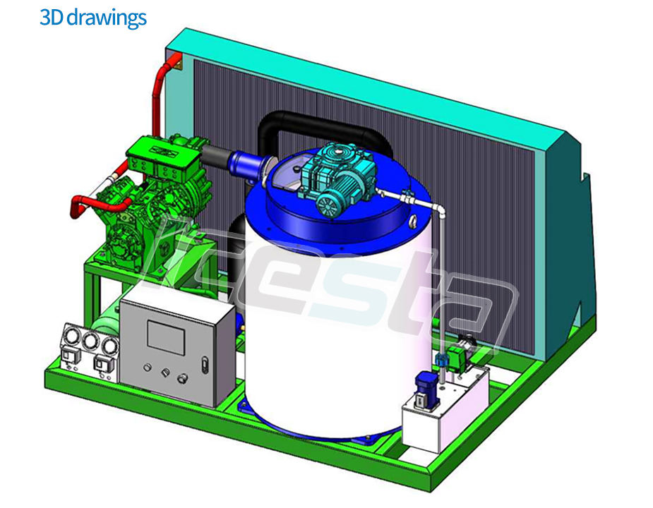 Flake Ice Machine With 3t Water Cooling Stainless Steel For Food Processing Industry 15