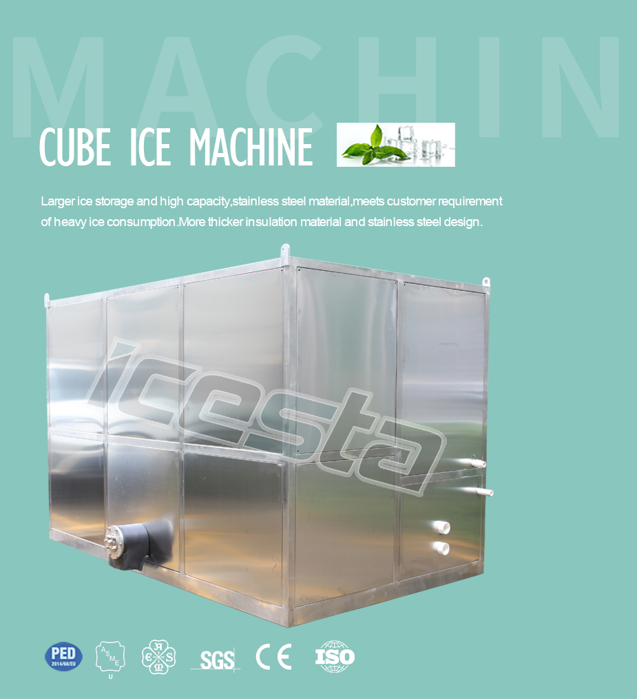 Industrial cube ice machine 3ton water cooling ICESTA Energy Saving High Productivity 8