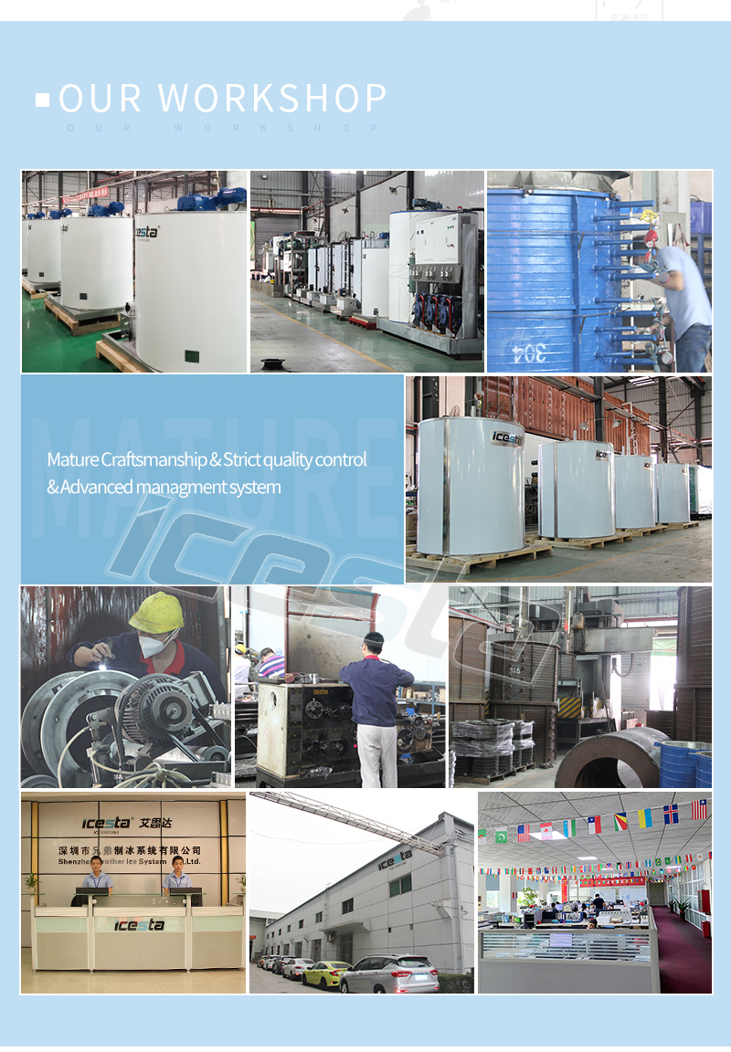 Flake Ice Evaporator 2Ton/day 2000kg manufacturers Icesta For Fishery Fish Fresh Food Cooling 32