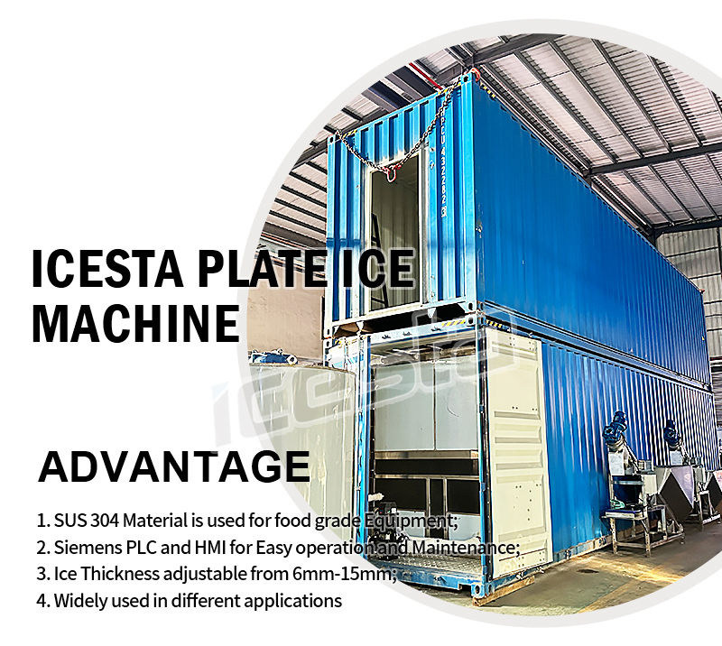 Container plate ice machine with 30t Evaporative cooling Stainless Steel For Concrete cooling 12