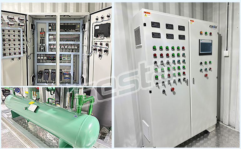 Container plate ice machine with 30t Evaporative cooling Stainless Steel For Concrete cooling 16