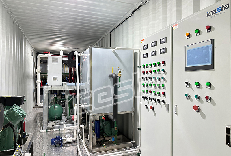 Container plate ice machine with 30t Evaporative cooling Stainless Steel For Concrete cooling 22