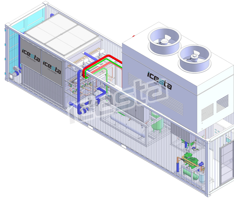 Container plate ice machine with 30t Evaporative cooling Stainless Steel For Concrete cooling 20