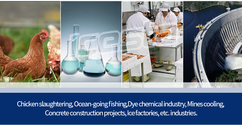 Industrial flake ice machine with 30t 40t 50t Piston compressors rack For Food Processing/ concrete construction project 9