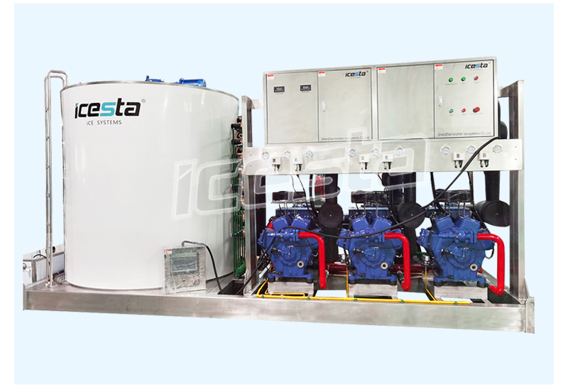 Industrial flake ice machine with 30t 40t 50t Piston compressors rack For Food Processing/ concrete construction project 21