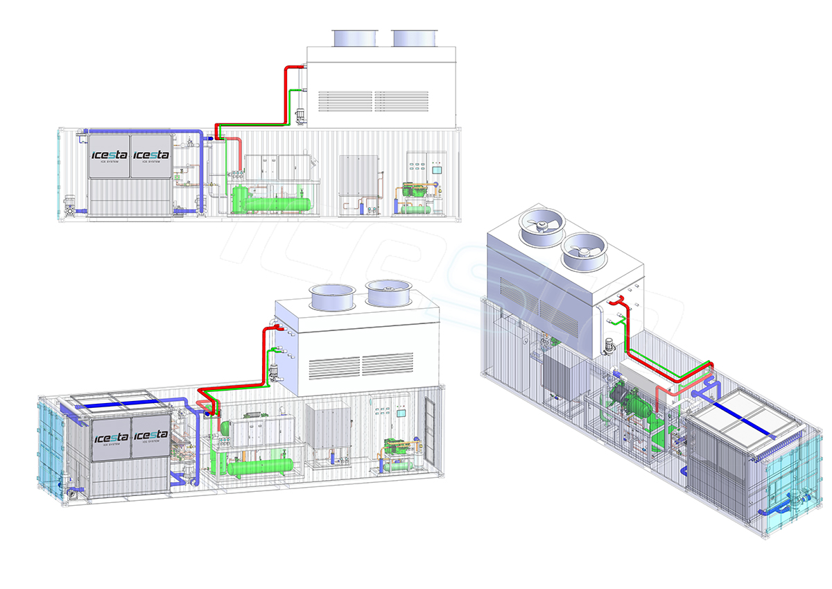 All-In-One Containerized Plate Ice Plant & Auto Storing & Delivery System with 30t -  80t  For concrete cooling 21