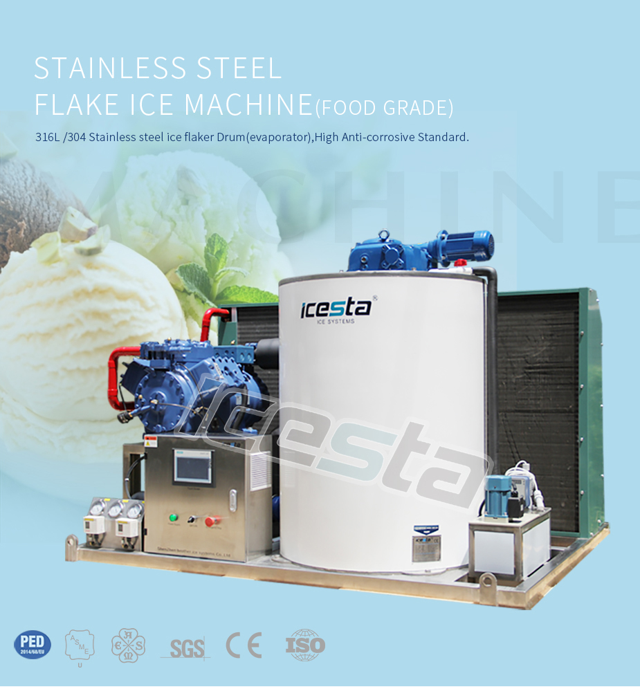 Industrial flake ice machine food grade stainless steel from ICESTA 8