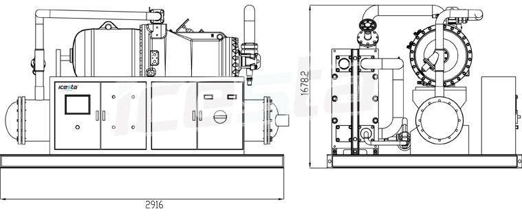 Water chiller 100 ton with  60m³/h Water Cooled Screw Chiller for Fishery Hatchery / Food Processing Industry 15