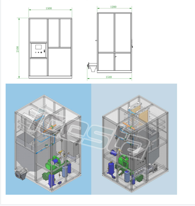 Cube ice Machine water cooling High Productivity 1Ton/Day Hot Product Customized in ICESTA 17