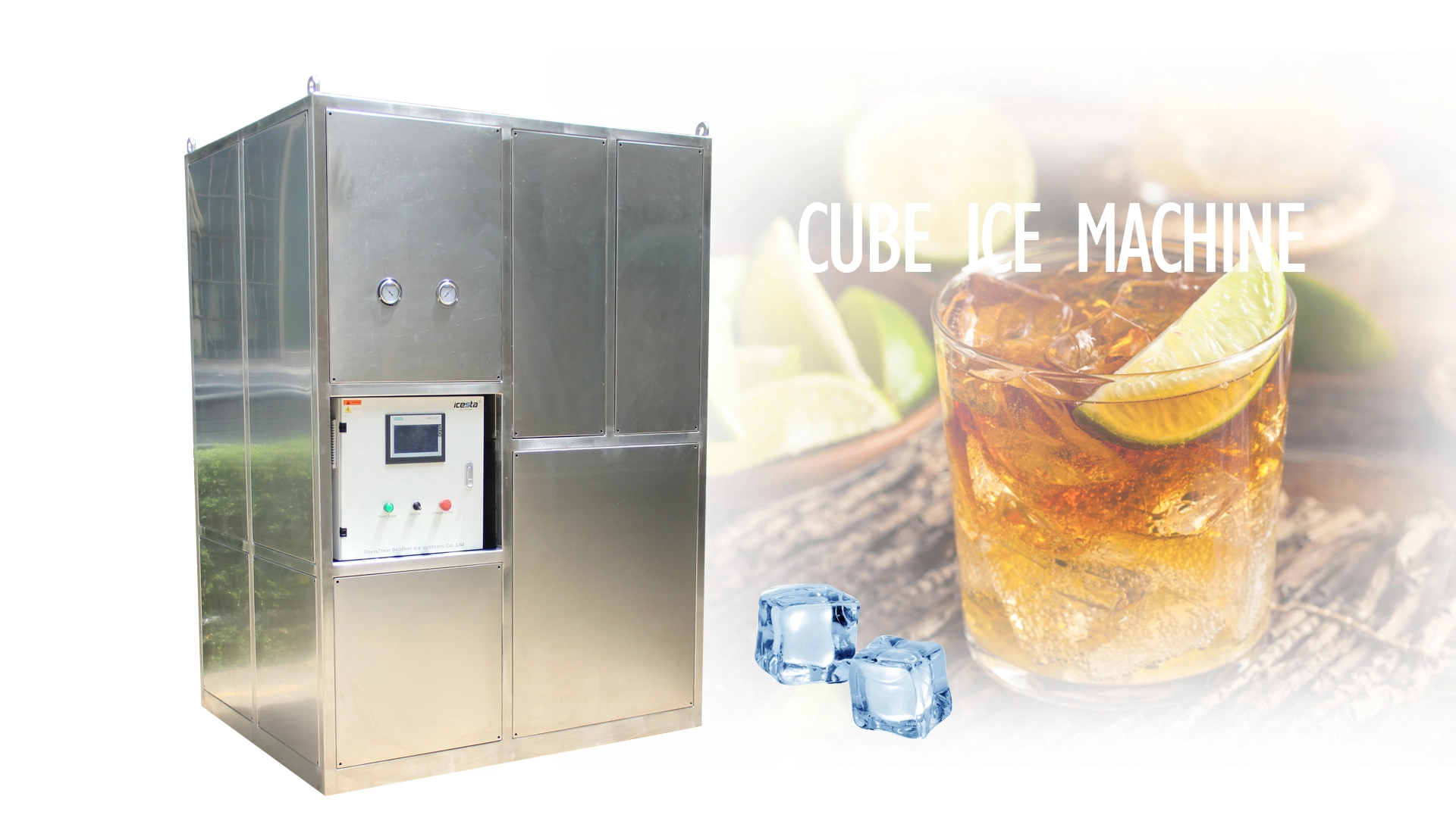 Cube ice Machine water cooling High Productivity 1Ton/Day Hot Product Customized in ICESTA 1