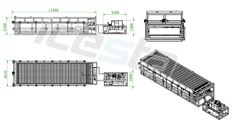 Direct Cooling Block ice machine with 30 tons water cooling 35kg per piece For ice factory 11