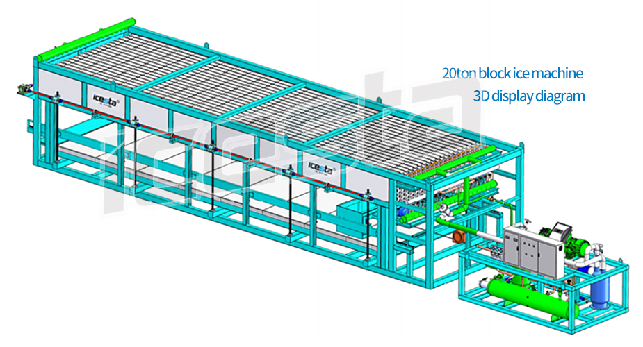 Direct Cooling Block ice machine with 30 tons water cooling 35kg per piece For ice factory 12