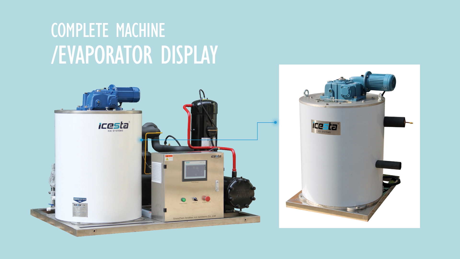 Flake Ice Evaporator 2Ton/day 2000kg manufacturers Icesta For Fishery Fish Fresh Food Cooling 1