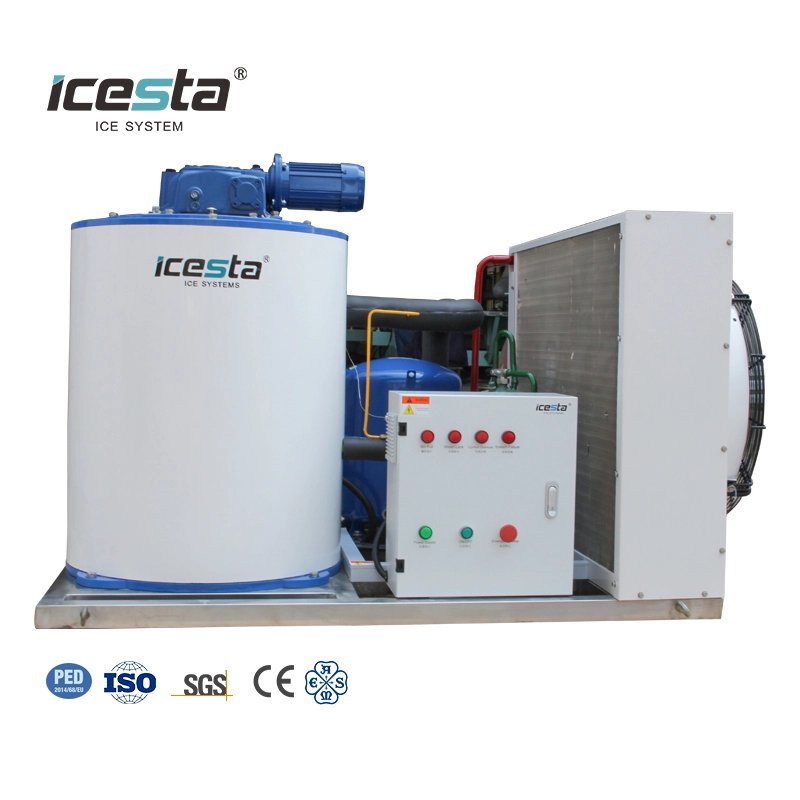 ICESTA 1.5t 2t Commercial flake ice machine with Air cooling automatic energy-saving High Productivity Long Service Life 1