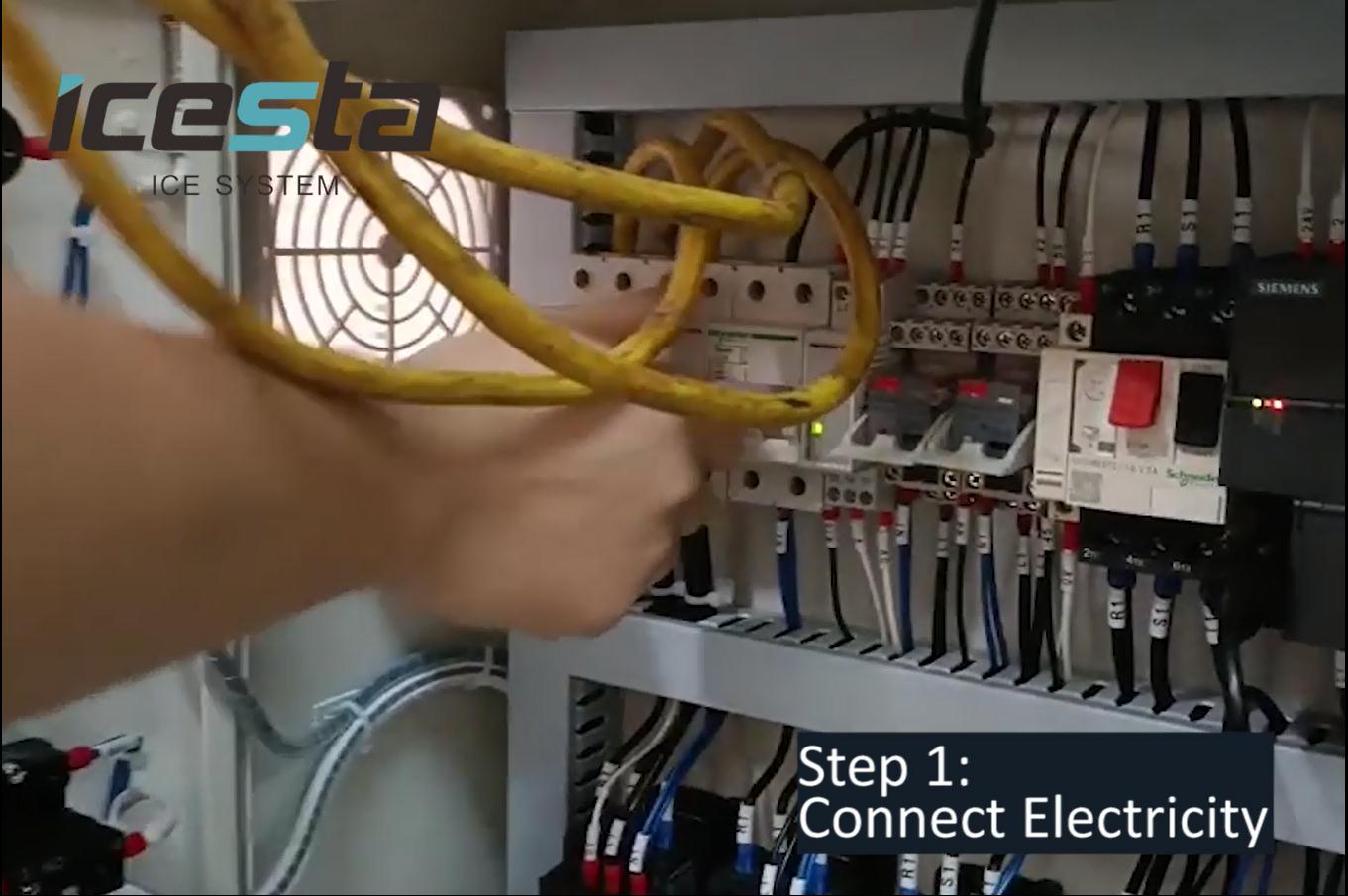 ICESTA water cooling Block ice machine installation & ice making test before shipping 1