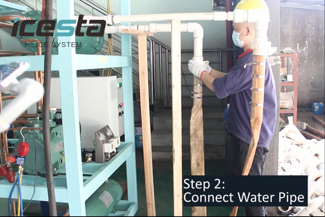 ICESTA water cooling Block ice machine installation & ice making test before shipping 3