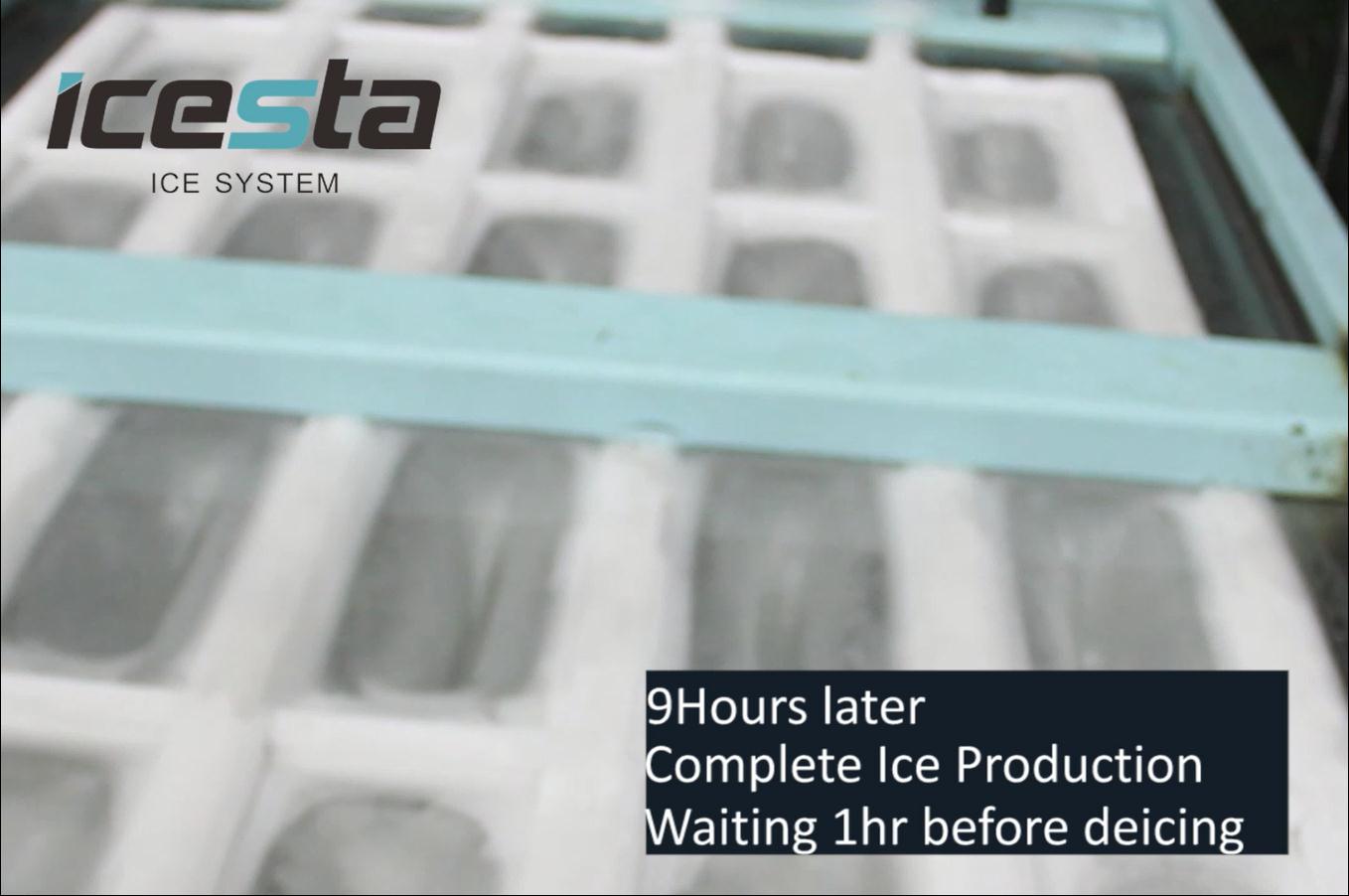 ICESTA water cooling Block ice machine installation & ice making test before shipping 11
