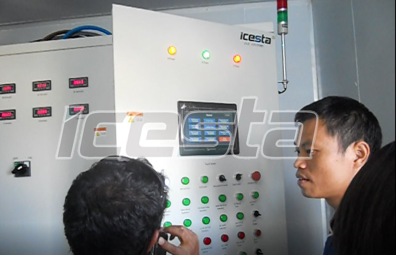 ICESTA Containerized flake ice machine+Automatic ice raker storage & screw ice delivery system+Slurry ice mixing system 7