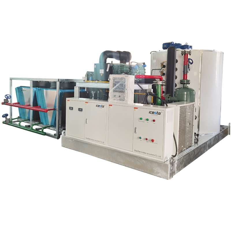 ICESTA Containerized flake ice machine+Automatic ice raker storage & screw ice delivery system+Slurry ice mixing system 8