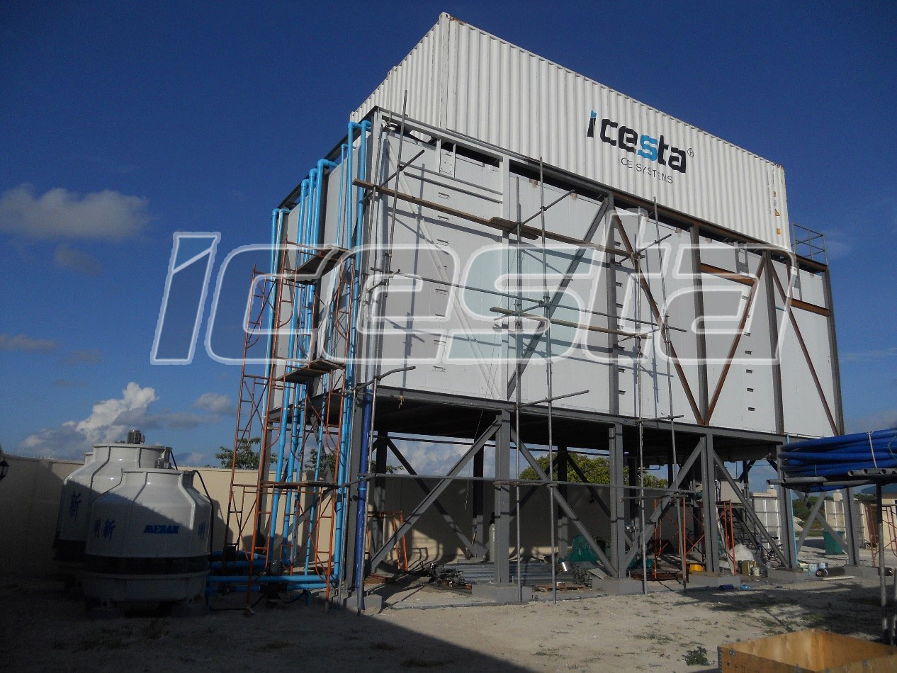 ICESTA Containerized flake ice machine+Automatic ice raker storage & screw ice delivery system+Slurry ice mixing system 9