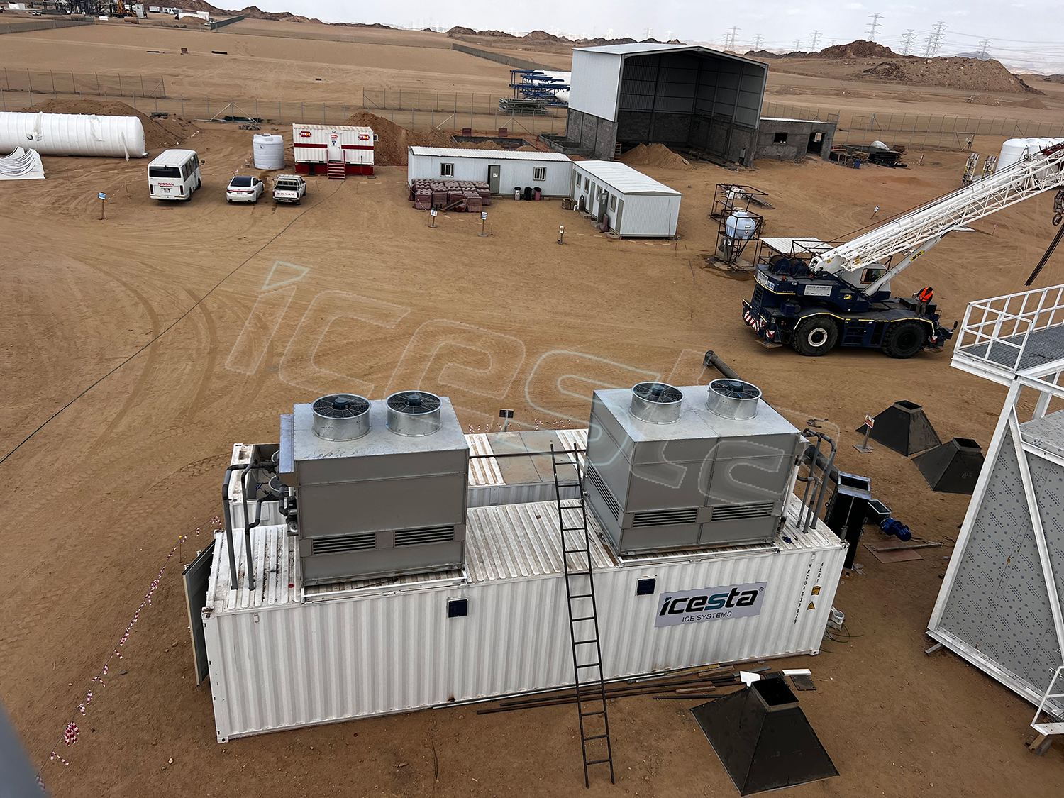 ICESTA 120t flake ice plant with ice storage and delivery system completed - Saudi Arabia concrete project 1