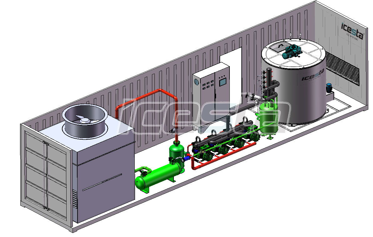 Flake ice system for concrete cooling solution from ICESTA 4