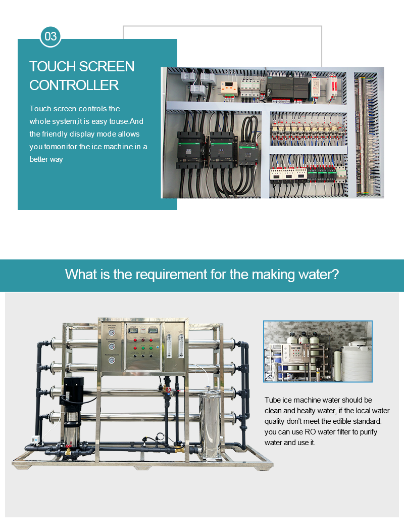 Máquina de hielo en tubos de acero inoxidable con refrigeración por evaporación de 50 toneladas para bebidas frías y fábricas de hielo. 15