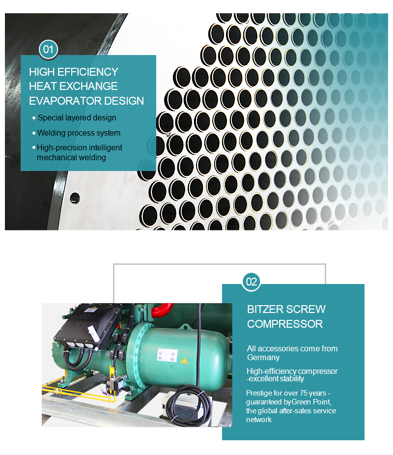 Máquina de hielo en tubos de acero inoxidable con refrigeración por evaporación de 50 toneladas para bebidas frías y fábricas de hielo. 14