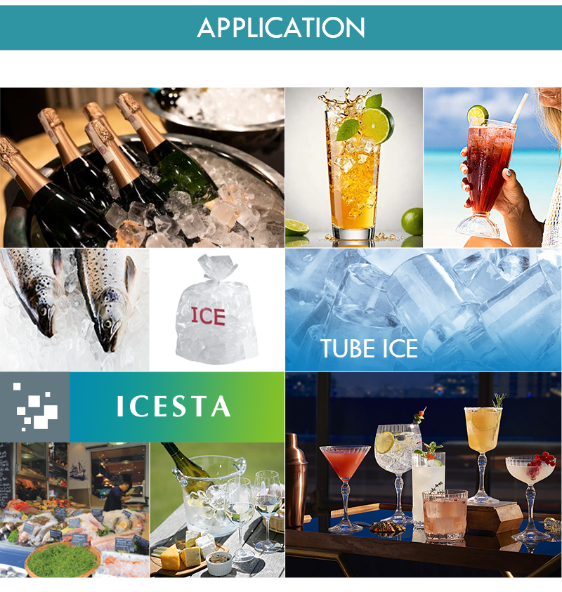 Máquina de hielo en tubos de acero inoxidable con refrigeración por evaporación de 50 toneladas para bebidas frías y fábricas de hielo. 10