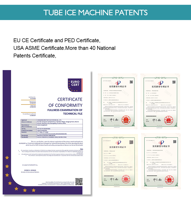 Máquina de hielo en tubos de acero inoxidable con refrigeración por evaporación de 50 toneladas para bebidas frías y fábricas de hielo. 18