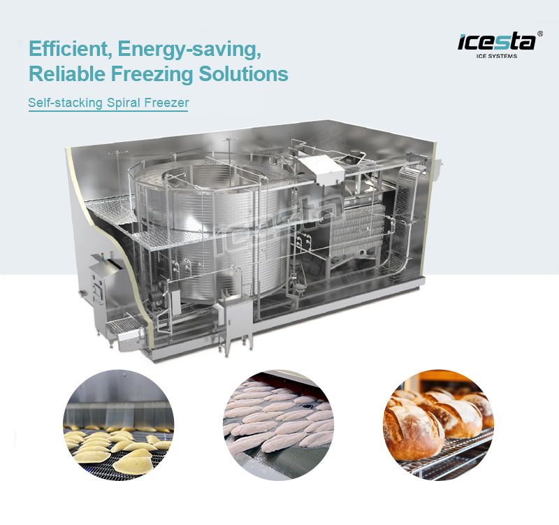 Industrial Self-stacking Spiral Quick Freezer Automatic spiral freezer equipment Compact and Hygienic 8