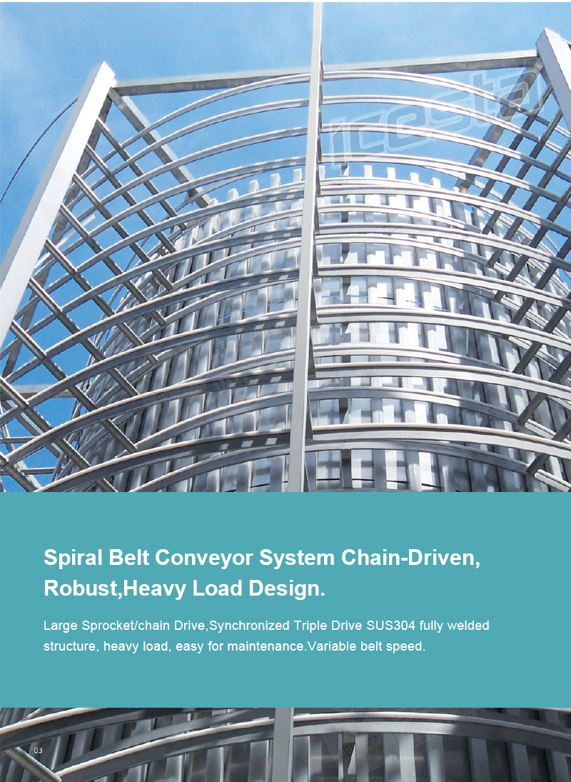 Industrial Self-stacking Spiral Quick Freezer Automatic spiral freezer equipment Compact and Hygienic 9