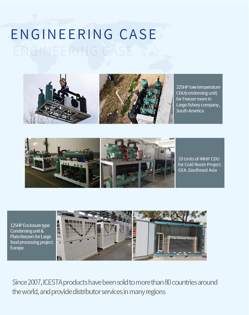 Condensing unit Industrial Parallel piston compressor With big 210hp Air Cooling Stainless Steel for Food processing 10