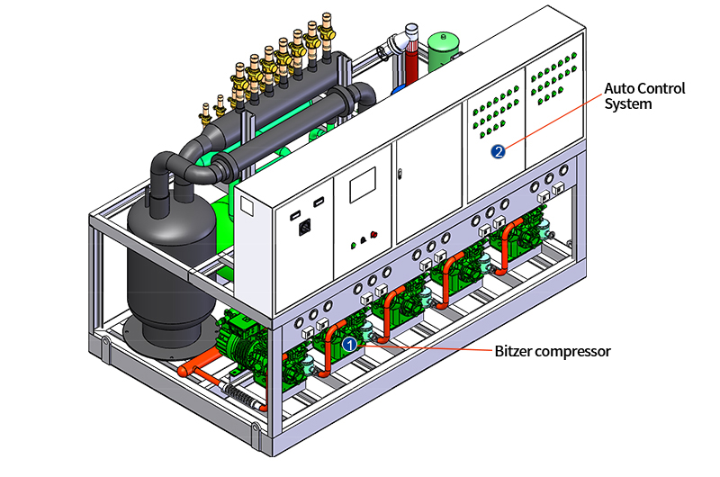 Condensing unit Industrial Parallel piston compressor With big 210hp Air Cooling Stainless Steel for Food processing 9