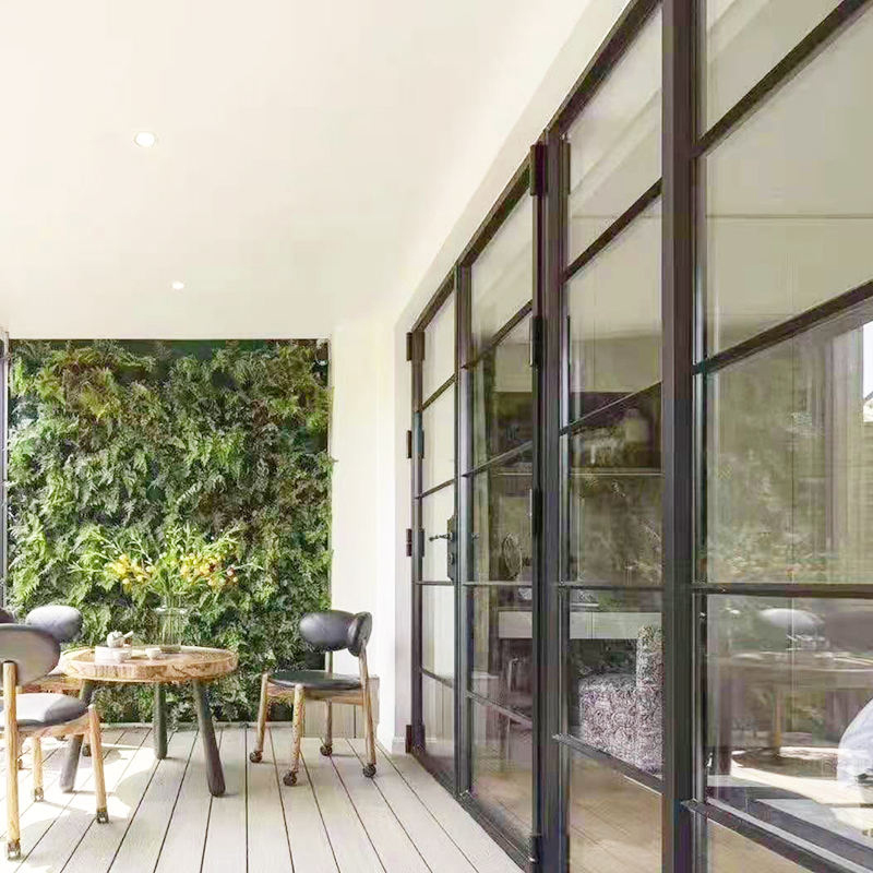 Puerta plegable de aluminio de estilo francés con diseño de rejilla clásica. 4