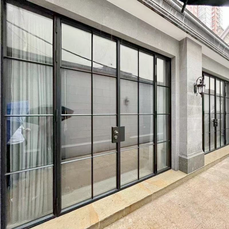 Puerta plegable de aluminio de estilo francés con diseño de rejilla clásica. 2