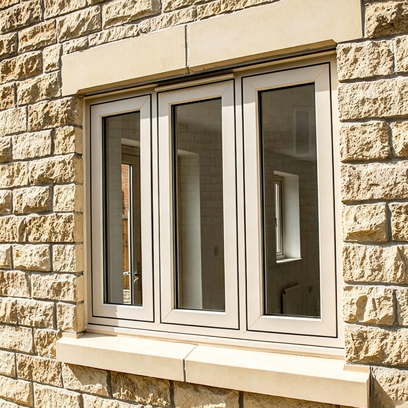 Ventana abatible de aluminio blanco con diseño de rejilla clásica 3