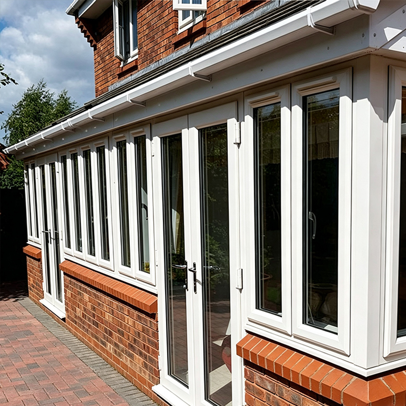 Ventana abatible de aluminio blanco con diseño de rejilla clásica 5
