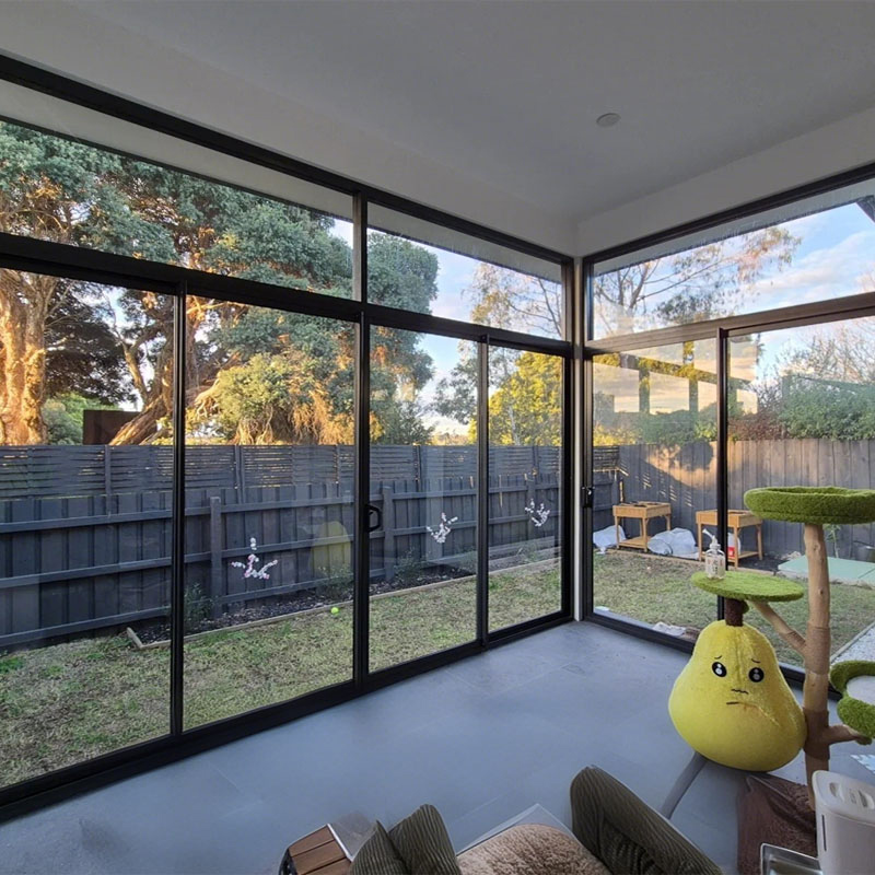 Puerta corredera de aluminio estándar australiana con cerradura de mariposa en forma de D, certificada según la norma AS2047. 5