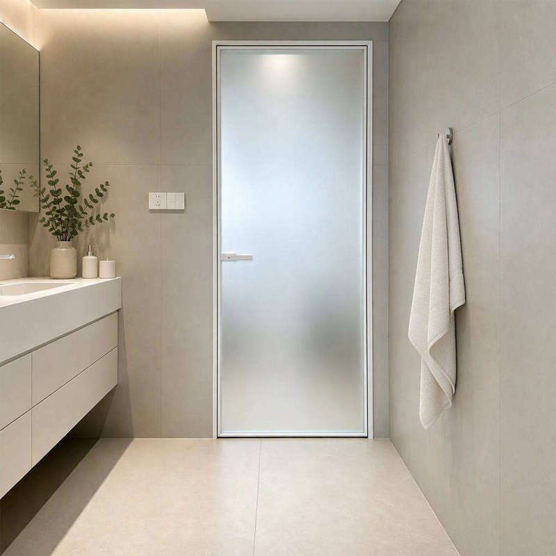 Puerta batiente de aluminio y cristal con marco delgado 3