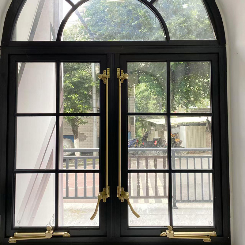 Ventana de aluminio con rotura de puente térmico, estilo retro francés, arqueada, serie 60 2